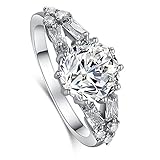 Psiroy 925 Sterling Silver Created White Topaz Filled Split Shank Band Cocktail Ring