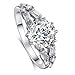 Psiroy 925 Sterling Silver Created White Topaz Filled Split Shank Band Cocktail Ring