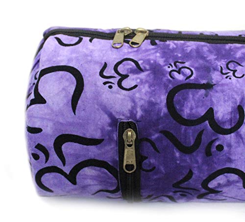 Popular-Handicrafts-Indian-Om-Exercise-Yoga-Mat-Carry-Bag-Tote-Carrier-Full-Zip-with-Shoulder-Strap-Bag-Hippie-Block-Print-Yoga-Mat-Bag-Purple