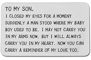 ACCOLIAMBER Christmas Stocking Stuffers for Son from Mom Dad Valentine Day Birthday Gifis for Son Adult Back to School Gift To My Son Wallet Insert Card Boy Graduation Gifts Stepson Stocking Stuffer from Step Mom