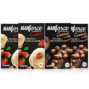 Manforce Cocktail Condoms with Dotted Rings Combo Pack (Strawberry+ Vanilla & Chocolate+ Hazelnut)- 10 Pieces (Pack of 4…