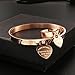 JINHUI Gold Bangles Bracelets for Women, Love Heart Dangle Charm Dainty Women’s Bangles Bracelets Hollow out 18K Plated Engraved Stainless Steel 6.5” (rosegold)
