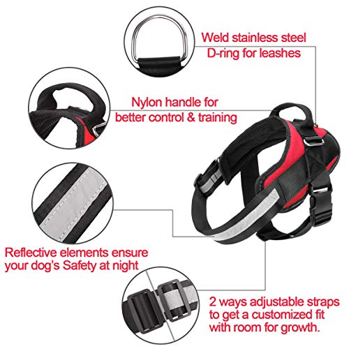 Bolux Service Dog Harness, Easy On and Off Pet Vest Harness, Reflective Breathable and Easy