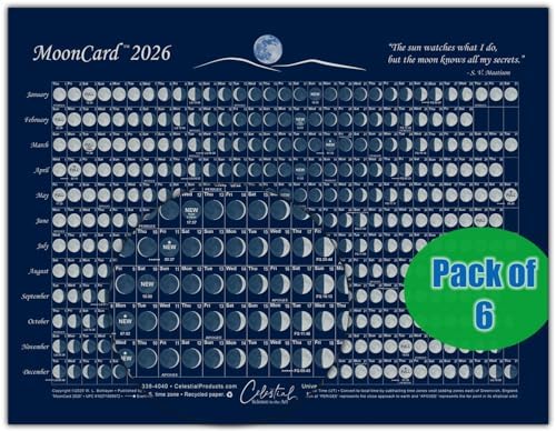 2026 Moon Calendar Card (5 pack): Lunar Phases, Eclipses, and More