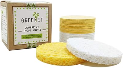 Greenet Facial Sponges 60 Ct White Beige Cellulose Exfoliation Cleansing