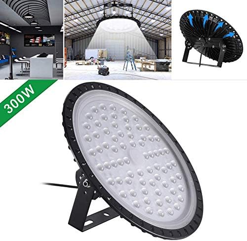 300W UFO LED High Bay Lights, 30000 Lumen 6000-6500K LED Shop Lights for Workshop, 10.9 Inches Waterproof Dustproof Ultra Thin Warehouse UFO LED Lights - Commercial Bay Lighting(White Light)