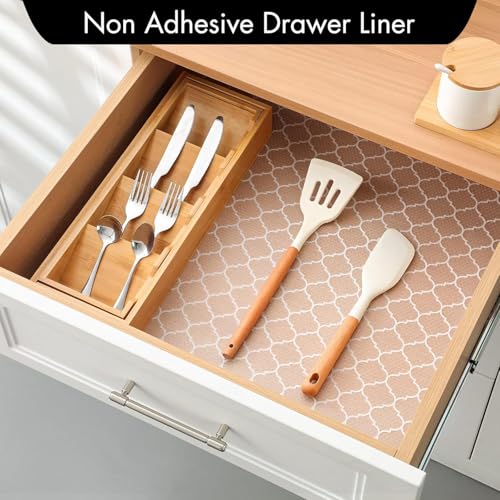 Shelf Liner for Kitchen(45×500cm) Non Adhesive Drawer Mats,Non-Slip Food Grade EVA Drawer Liner waterproof and oilproof cabinet liner for Shelf, Refrigerator, Counter Top, kitchen cabinets and Desk