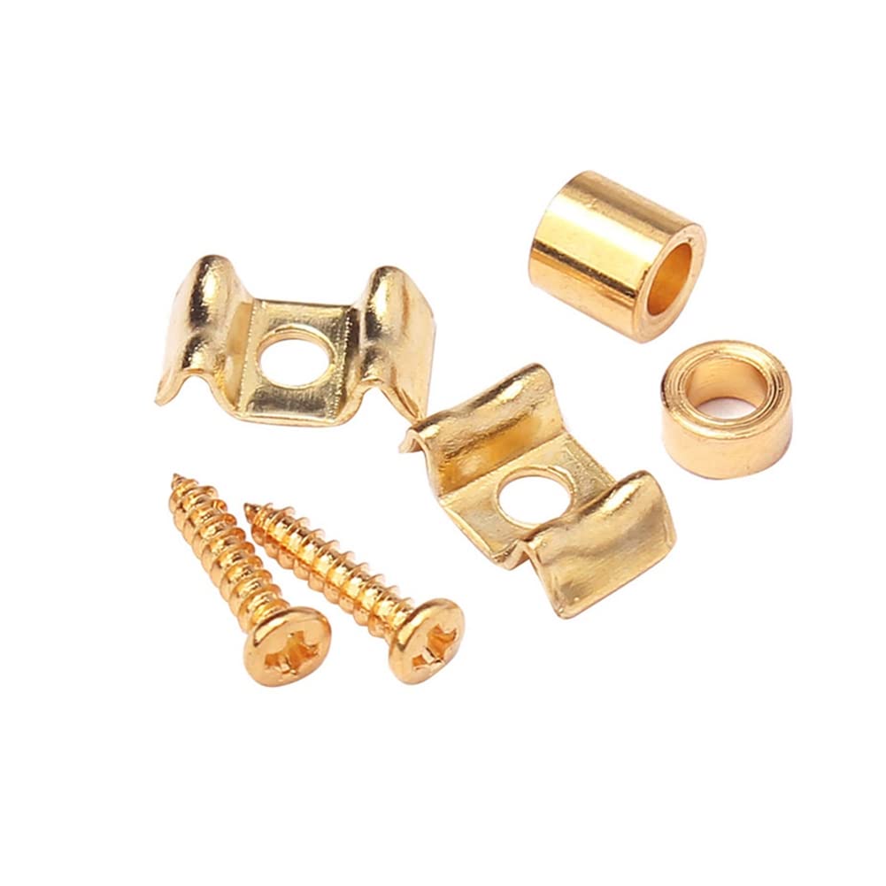 Alnicov Metal Vintage Style Guitar String Trees,Guitar Flat Wavy String Guides Retainers for Strat or Squier Style Guitar,Gold(Set of 2)