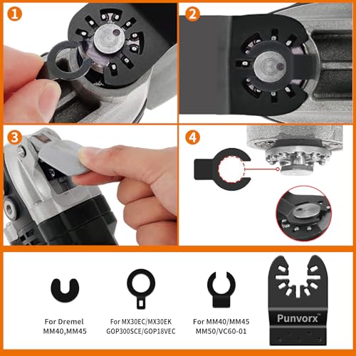 Punvorx 6 Pcs Titanium Multi Tool Blades, Extra Long & Wide Universal Oscillating Saw Blades for Soft Metal, Nails, Wood Cutting, Compatible with Milwaukee, Ryobi, Rockwell,Porter Cable, Worx