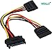 WAREHOUSEDEALS SATA ATA Power Y Splitter Cable Adapter 6-Inch M/F 15 Pin (2 Pack) - WDLLC