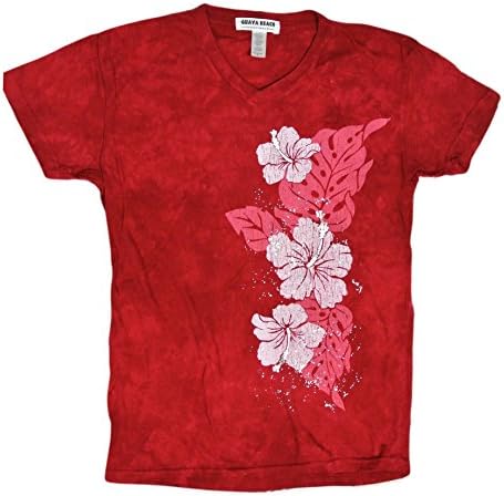 Guava Beach Women's Tropical Hand Dyed Floral Softknit Tee with Shimmering Accent