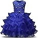 NNJXD Girl Dress Kids Ruffles Lace Party Wedding Dresses Size (90) 12-24 Months Blue