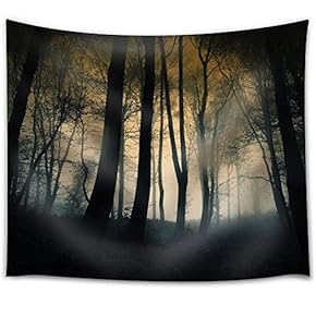 Dark Forest in a Foggy Day - Fabric Tapestry, Home Decor - 51x60 inches