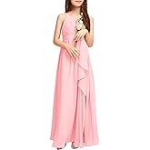 Imily Bela Girls Chiffon Dresses Formal Sleeveless Junior Bridesmaid Wedding Party Maxi Dress
