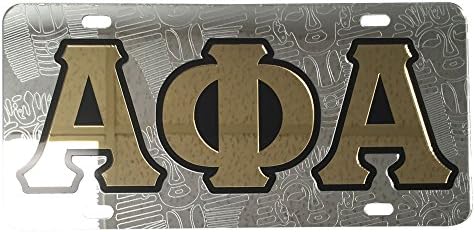#6005 - Alpha Phi Alpha License Plate Car Tag - Symbol Back, Silver