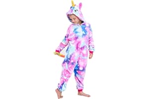 UDERUI Kids Unicorn Onesie Pajamas One-Piece Cosplay Costume Animal Sleepwear Girls And Boys