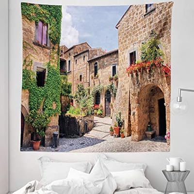 Lunarable Tuscany Tapestry Queen Size Italian Streets In Countryside With Traditional Brick Houses Old Tuscan Prints Wall Hanging Bedspread Bed Cover Wall Decor 88 X 88 Multicolor Buy Online At Best Price
