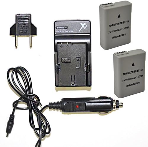 BiG DIGITAL 2 Replacement Nikon EN-EL14a Batteries + Charger Replacement Nikon MH-24, Bundle for Nikon Df,D5300,D5200,D3200,D3100,D5100,Coolpix P7000,p7100,P7700,P7800 Cameras.