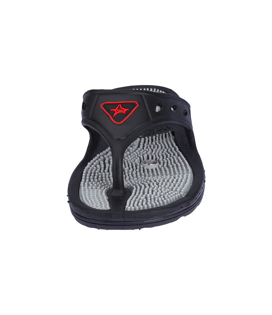 unistar unisex acupressure slippers - gh-01, black, (size 8)