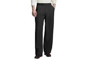 Susclude Mens Casual Dress Pants Old Money Pleated Baggy Wide Leg Vintage Relaxed Fit Slacks Work Office Trousers