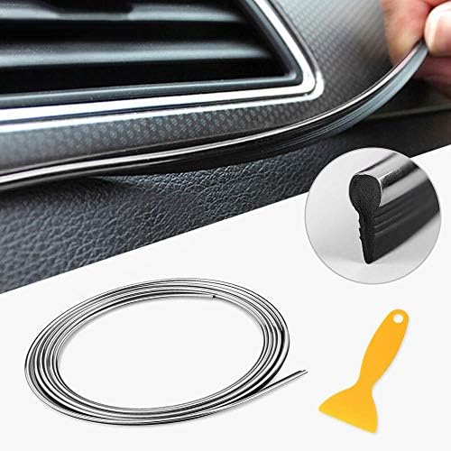 Roebii Car Interior Moulding Trim, 5M Flexible Trim DIY Automobile Motor Exterior Decoration Moulding Trim Strip Line Sticker Insert Type Air Outlet Dashboard Decorative Line Strip Accessories
