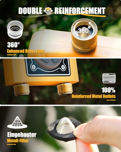 RAINPOINT 2 Way WiFi Irrigation Control Unit with Brass Inlet and Outlet, Smart Irrigation Timer, App/Voice Control, Soil/Weather Humidity Based Irrigation for Lawn/Garden/Greenhouse