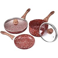 KOCH SYSTEME CS Nonstick Cookware Set - Saucepan and Frying Pans/Skillets Set, Induction Cooker Compatible, Red Stone-Derived Nonstick Coating & Cool-to-Touch Bakelite Handle, PFOS PFOA Free, 5 Piece KOCH SYSTEME CS Nonstick Cookware Set - Saucepan and Frying Pans/Skillets Set, Induction Cooker Compatible, Red Stone-Derived Nonstick Coating & Cool-to-Touch Bakelite Handle, PFOS PFOA Free, 5 Piece