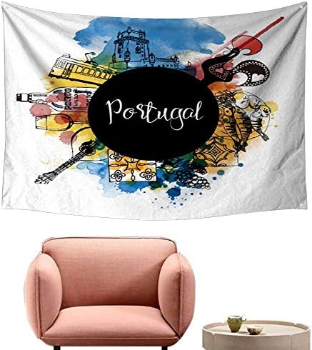 alsohome Tapestry for Bedroom Cool Wall Tapestry Portugal Drawn Backgroun 84"X54"