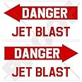 DANGER JET BLAST Aircraft Helicopter USAF 4" (100mm) Vinyl Stickers, Decals x2