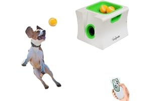 IDOGMATE Ball Launcher for Dogs, Automatic Dog Ball Thrower for Mini Dog with Rechargeable (Small Ball Thrower for Dogs with 3 Balls)