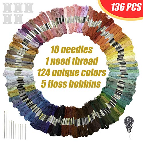 STOCKYFY Embroidery Thread Rainbow Color Embroidery Floss 120 Skeins & Accessories Per Pack Friendship Bracelets Cross Stitch Threads & Craft Floss