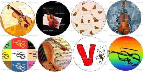 Set of 8 VIOLIN Pinback Buttons 1.25" Pins Music Violinist