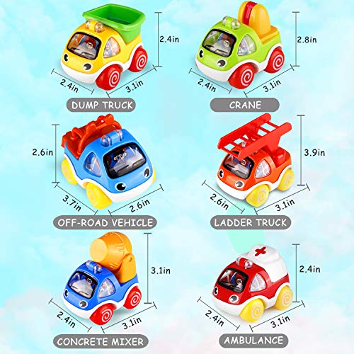 ShinePick Pull Back Cars, Toy Cars for Toddlers, Push and Go Vehicles Toys Friction Powered Car Toys Christmas Birthday Gift for Kids, Boys and Girls (6 Pcs)