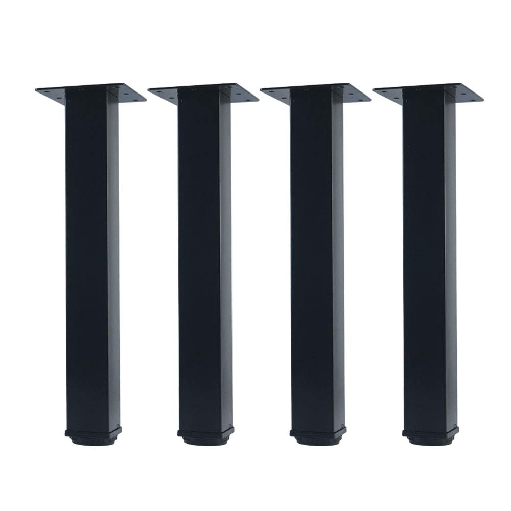 Photo 1 of QLLY 14 inch Adjustable Metal Furniture Legs, Square Office Table Desk Leg, Table Leg, Set of 4 (Black)