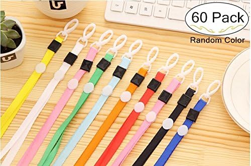 60 Pieces Office Lanyards, Magnolora Multicolor Badge Lanyards Strap Lanyard Strings Polyester Neck Strap with Clasp for Office ID Name Tag, Badge Holders, Keys, Keychains, Cell Phones, Cameras