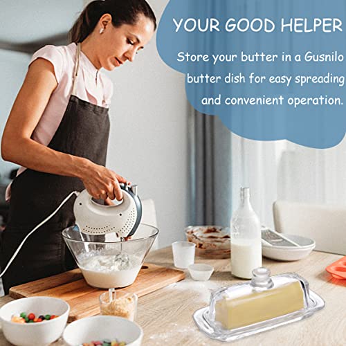 Gusnilo Glass Butter Dish,Classic Butter Transparent Tray Butter Stick