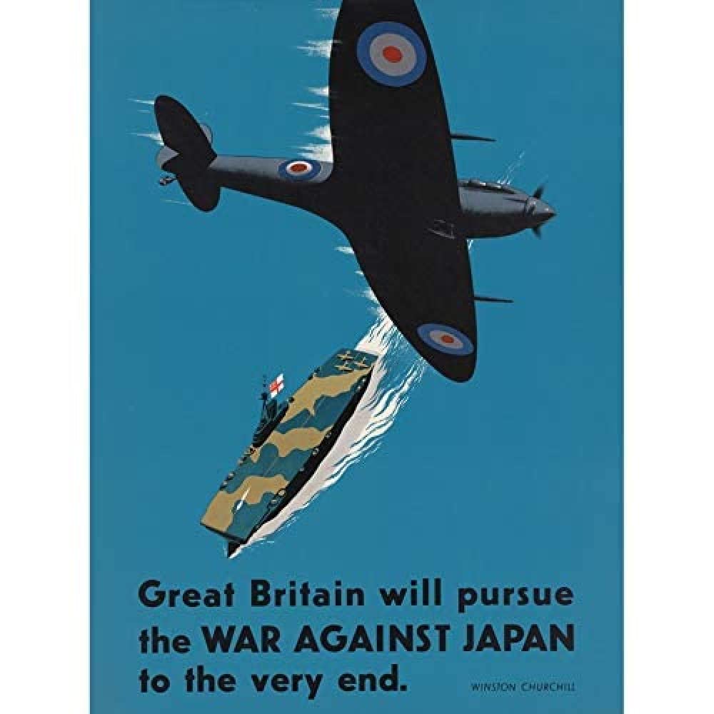 Artery8 War WWII UK Spitfire Aircraft Carrier Churchill Japan Advert Art Print Canvas Premium Wall Decor Poster Mural