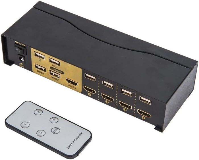 USB HDMI KVM Switch,HUB Multiple Computer Sharing Device 4 port 4 in 1 out Switching Converter PC Monitor For Win98/ME/2KP4/XP/2003,Linux,MAC 1080P 1.4 HDMI Version