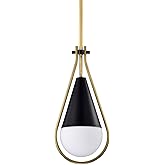 Nuvo Admiral - 1 Light Pendant in Contemporary Style-21.5 Inches Tall and 10 Inches Wide-Matte Black/Natural Brass Finish