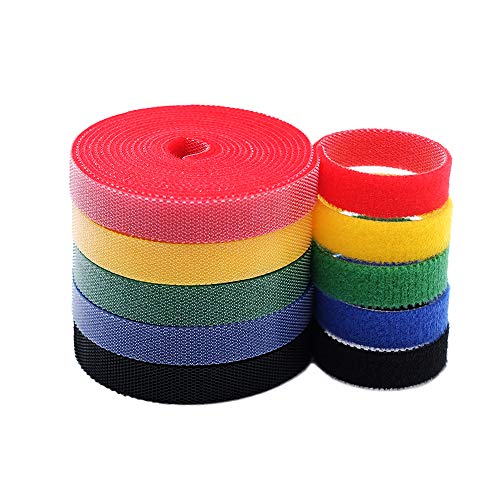 KELIFANG Cable Straps, Reusable Cable Ties, Hook and Loop Nylon Fastening Wire Tape Organizer, Cable Management, Self Gripping Cord Rope Holder (33feet, 5 Roll, Multi-Color) - Thumbnail 6