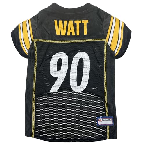 NFLPA TJ WATT PET Jersey, NFL Dog Shirt, Size X-Small, Pittsburgh Steelers Mesh…