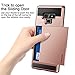 Vofolen Sliding Cover for Galaxy Note 9 Case Wallet Case Credit Card Holder ID Slot Heavy Duty Protection Dual Layer Protective Hard Shell Hybrid Bumper Armor Case for Samsung Galaxy Note 9 Rose Gold