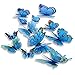 DaGou Mixed of 12PCS 3D Pink Butterfly Wall Stickers Decor Art Decorations¡­ (Blue)