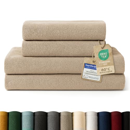 Blumtal Premium Frottier Handtücher Set 4 teilig 100% Baumwolle - Oeko-TEX zertifiziertes Badetuch 2X (70x140 cm) + Towel 2X (50x100 cm) - saugstarkes