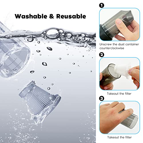 Zouppic Mini Car Vacuum Cordless Cleaner - Portable, Rechargeable, Wireless Handheld Vacuum for Keyboard, Auto Car, Table, Computer, Desktop, Pet Hair Cleaning, Black