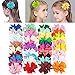 Avando Boutique Grosgrain Ribbon Pinwheel Hair Bows Clips for Baby Girls Teens Toddlers Kids Children Set of 40