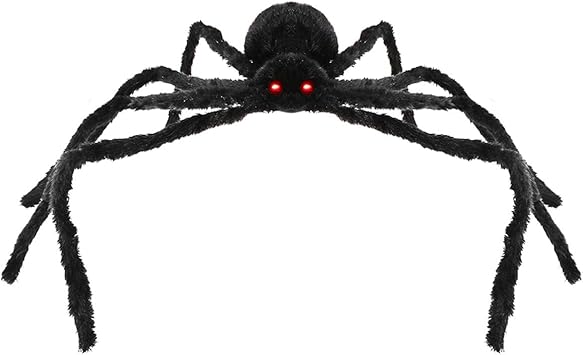 Amosfun Decorations De Halloween D Araignee Geante 49 Pouces Led Yeux Faux Araignee En Peluche Realiste Amazon Fr Jeux Et Jouets