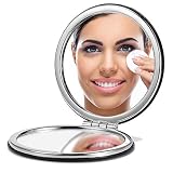 OMIRO Compact Mirror, Round PU 1X/3X Magnification,Ultra Portable for Purses and Travel (Black)