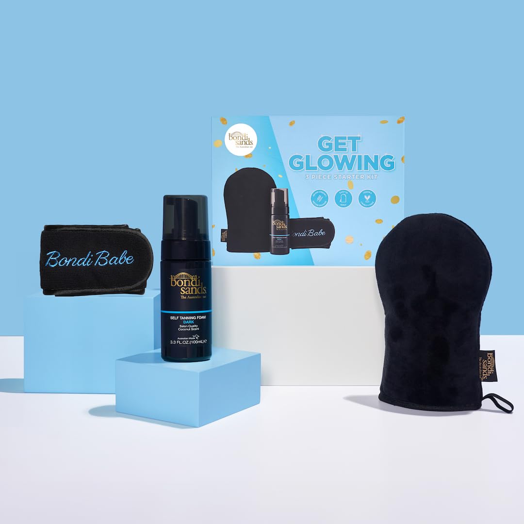 Bondi Sands Get Glowing 3 Piece Starter Kit Dark | Self Tan Set | Australian Made | Vegan & Cruelty Free