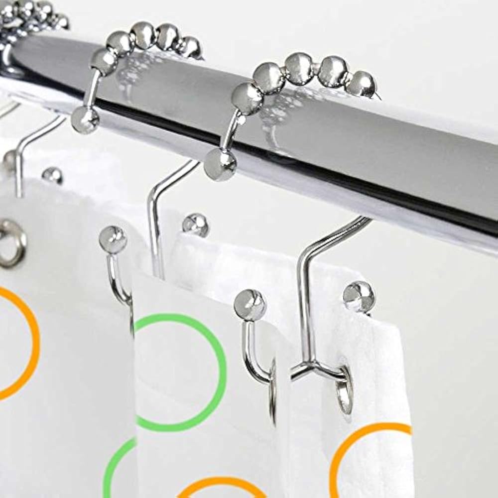 TheBathMart Stainless Steel Double Glide Shower Curtain Hooks, Polished